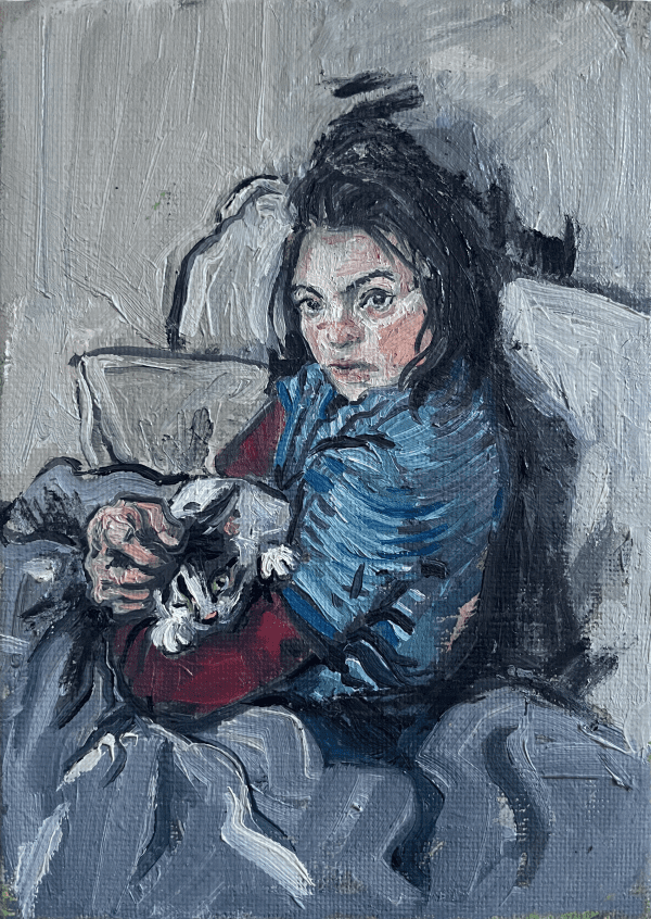 Cat & Girl - Blue Top
